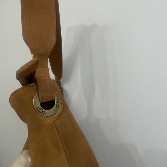 UGG Heritage Tan Suede Hobo Shoulder Bag Sherpa trim - Picture 11 of 16